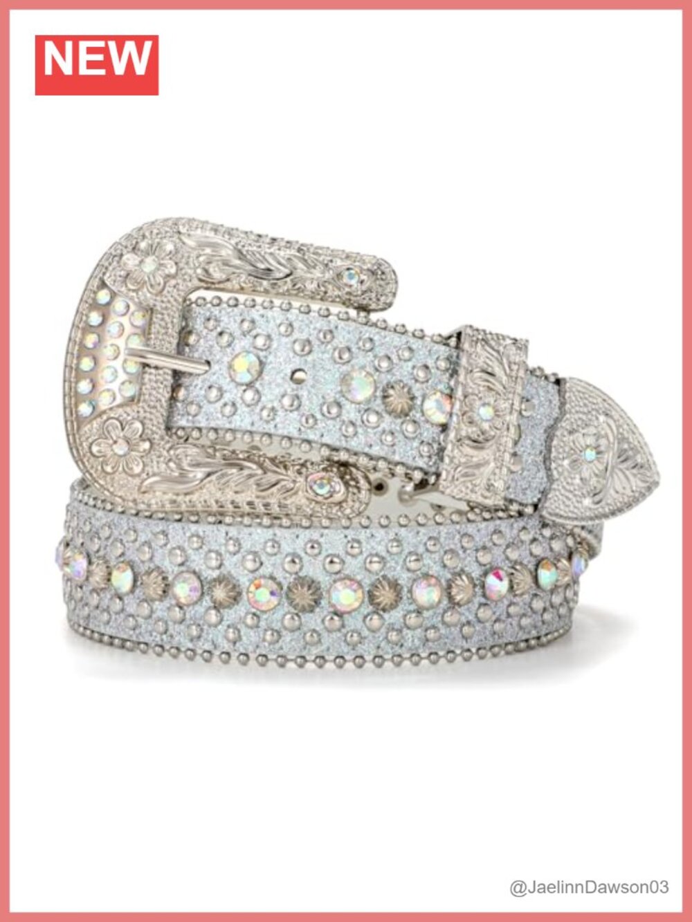 Rhinestone Belt Leather Buckle Bling Western Cowboy Belt